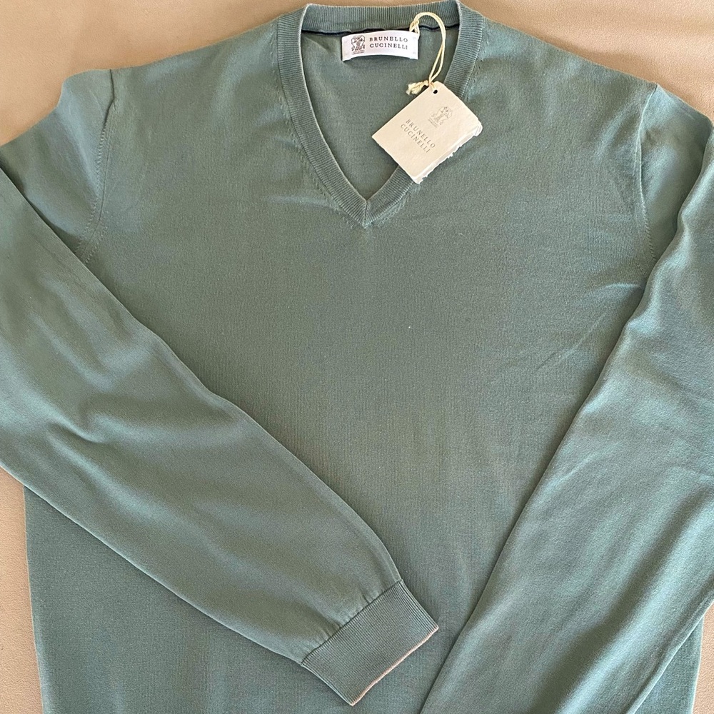 Brunello Cucinelli Men's Knit Pullover V-Neck Sweater NWT - Size 50IT / 40US